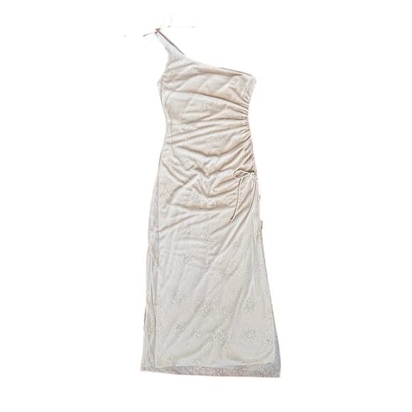 Vintage Dresses & Skirts - Vintage 90s Zum Zum by Niki Livas Gold Sparkly Prom Dress Side Slit Y2k